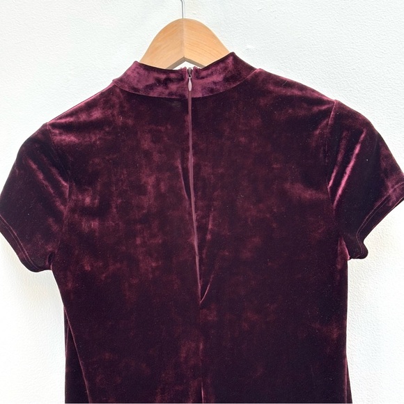 Aqua Stretch Velvet Mock Neck Dress A Line Whimsigoth Burgundy Wine Small - Picture 5 of 10